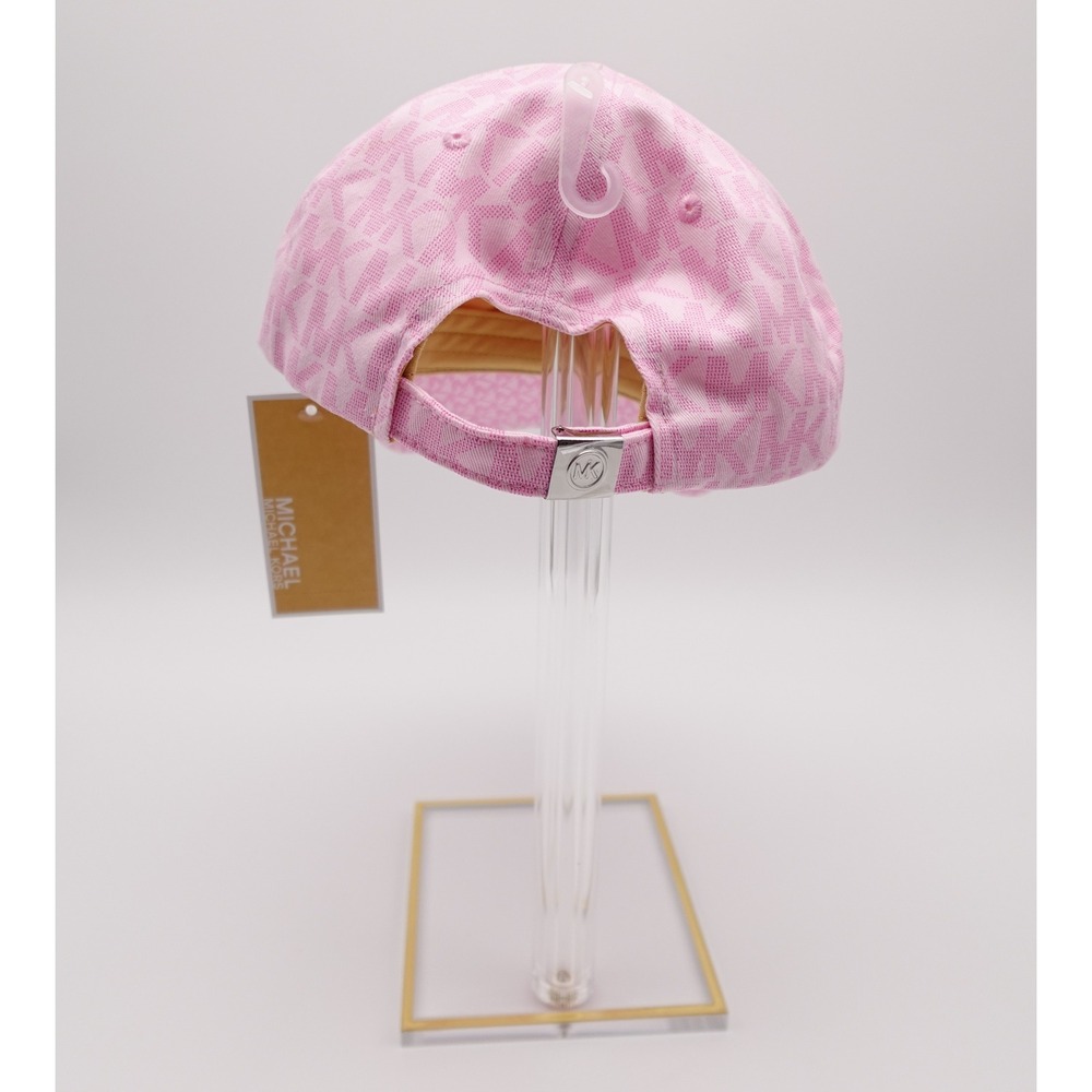 Michael Kors Pink Signature Logo Monogram Baseball Cap Adjustable Hat NEW - Picture 4 of 6